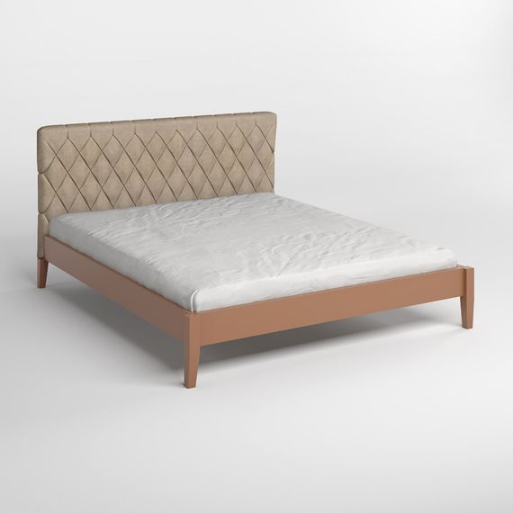 Полуторне дерев&#039;яне ліжко Mebigrand Венеція ДК Коричневий (RAL8025)/Аляска 23 (Бежевий) 120х190 см | Зображення 1