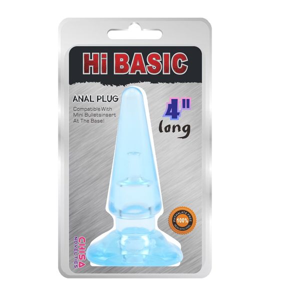 Анальна пробка без вібро Chisa Hi-Basic 11 см/4 см, блакитний Sex Aura | Зображення 1