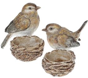 Набір 2 підсвічники "Пташки в гніздечках" 10.5см