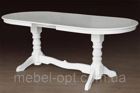 Деревянный раскладной обеденный стол Говерла, белый 160-200х90 см