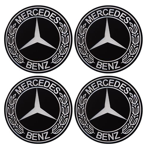 Наклейки на ковпаки "MERCEDES" чорні з колоском, діам. 90 мм (4 шт.)
