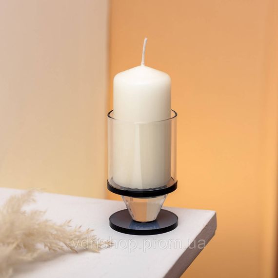 Підсвічник скляний 6×10 см на одну свічку підсвічник келих на ніжці декоративний Сірий HP-4-19S | Зображення 2