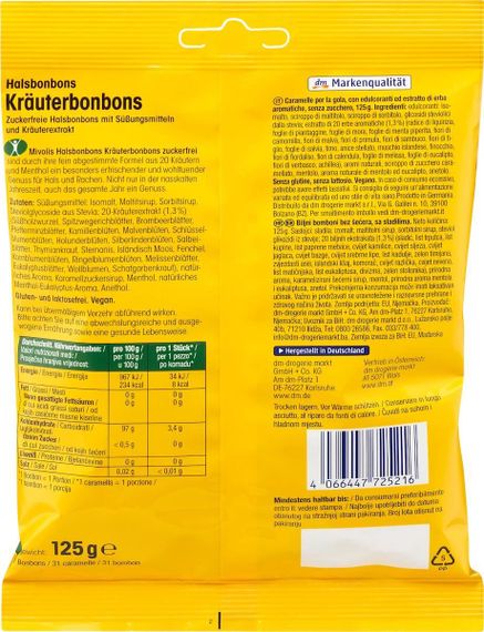 Леденцы Mivolis с 20 травами, без сахара – натуральные, полезные для повышения иммунитета, 125 гр., Германия | Зображення 2