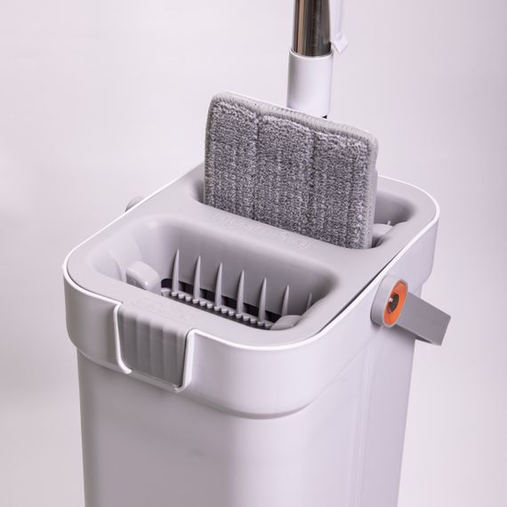Набір для прибирання з плоскою шваброю та двосекційним відром з віджимом, насадка з мікрофібри, компактний HP-35015-19 | Зображення 7