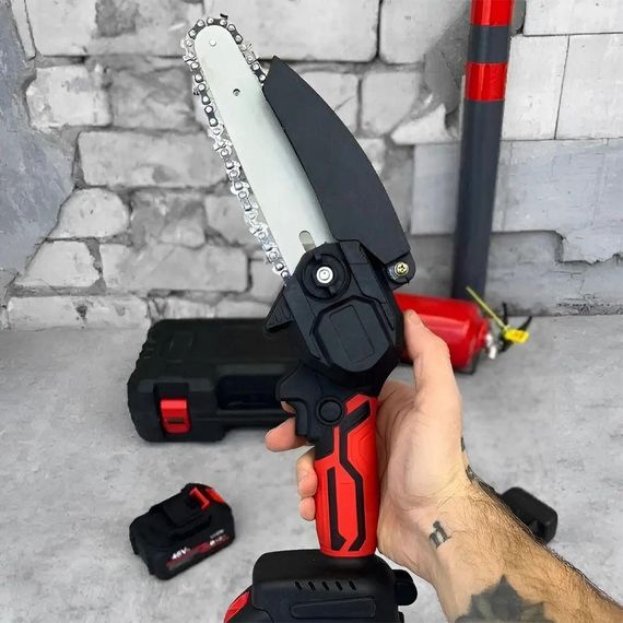 Акумуляторна міні пила в кейсі + 2 акумулятори 48В / Ланцюгова електропила / Ручна електропилка для саду | Зображення 4