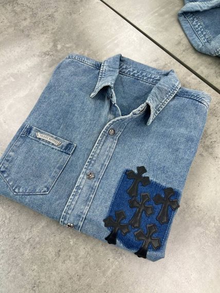Джинсова синя сорочка Chrome Hearts p041 | Зображення 7
