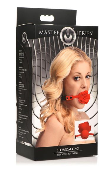 Силиконовый кляп с розой Master Series: Blossom Silicone Rose Gag – Red sexstyle | Зображення 9