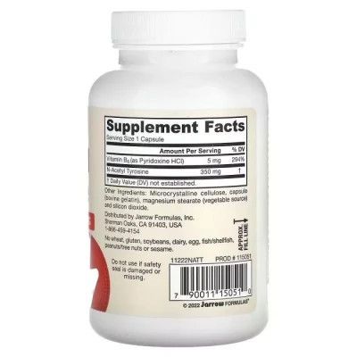Витаминно-минеральный комплекс Jarrow Formulas N-ацетил Тирозин, 350 мг, N-Acetyl Tyrosine, 120 капсул | Зображення 1