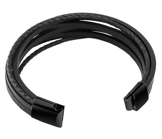 Чоловічий шкіряний браслет Primo Rope Style 20.5 з магнітною застібкою - Black | Зображення 1