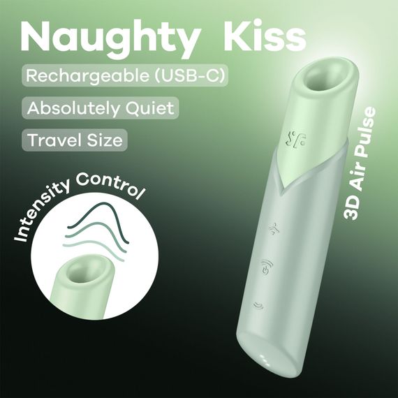 Вакуумний стимулятор Satisfyer Naughty Kiss, магнітна технологія 3D Air Pulse, 30 режимів роботи | Зображення 5