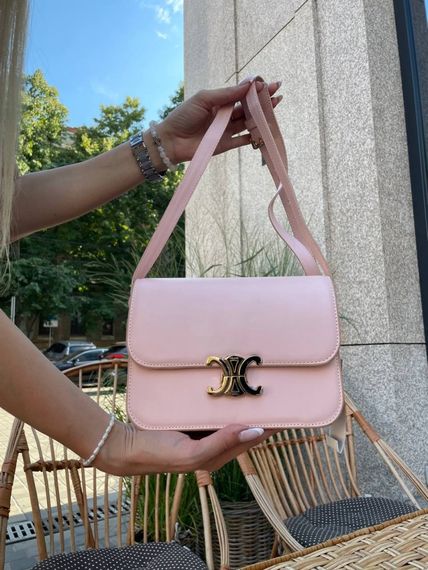 Сумка жіноча Celine Teen Triomphe Bag in Shiny Calfskin Pink Селін пудра DN063 | Зображення 6