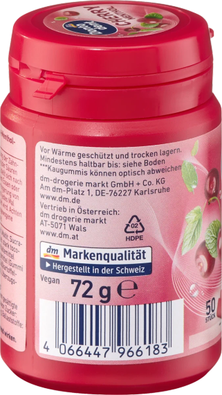 Жувальна гумка dm Dontodent Cherry Menthol без цукру для свіжості подиху та захисту зубів, 50 шт. | Зображення 3