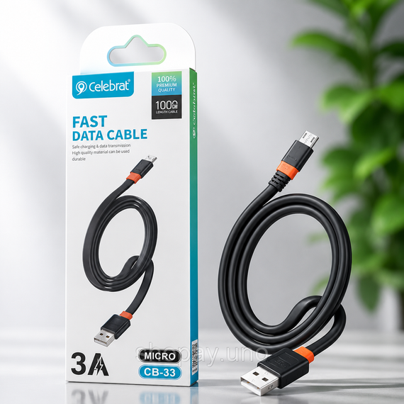 Кабель USB- Lightning CB 33 CELEBRAT / Кабель плоский USB-Lightning | Зображення 2