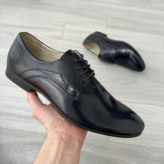 Туфлі дербі сині лаковані - 42 розмір | Зображення 4