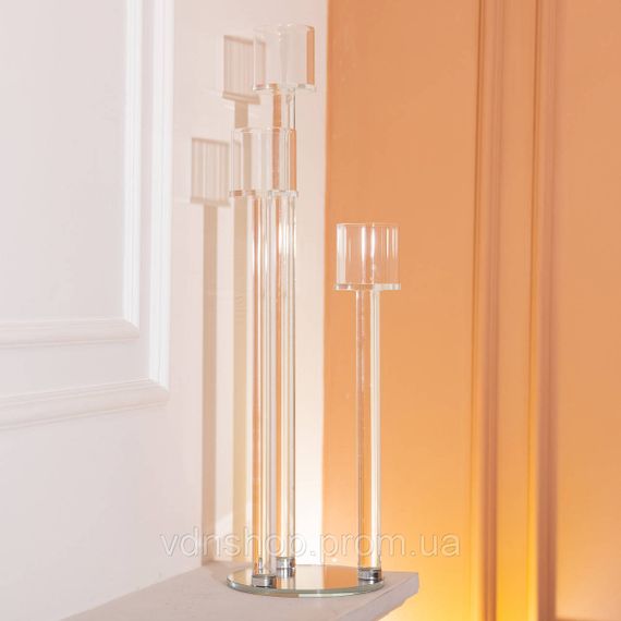 Подсвечник стеклянный на 3 свечи 16×57 см подсвечник декоративный прозрачный на ножке HP-4-15 | Зображення 3