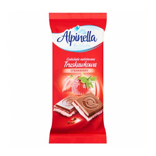 Шоколад Alpinella Strawberry молочный с клубничной начинкой, 100 г, Польша