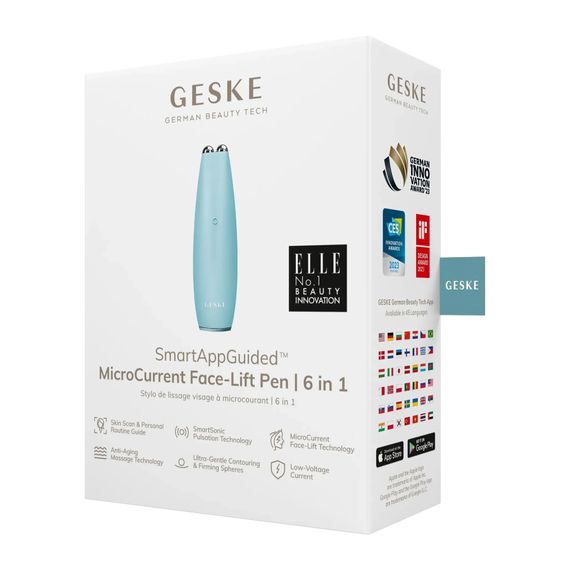 Микротоковая ручка для подтяжки кожи лица GESKE MicroCurrent Face-Lift Pen 6в1 white, Бирюзовый | Зображення 7