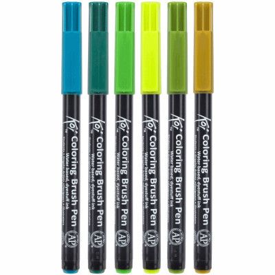 Художественный маркер KOI набор Coloring Brush Pen, BOTANICAL 6 цветов (8712079448707) | Зображення 2