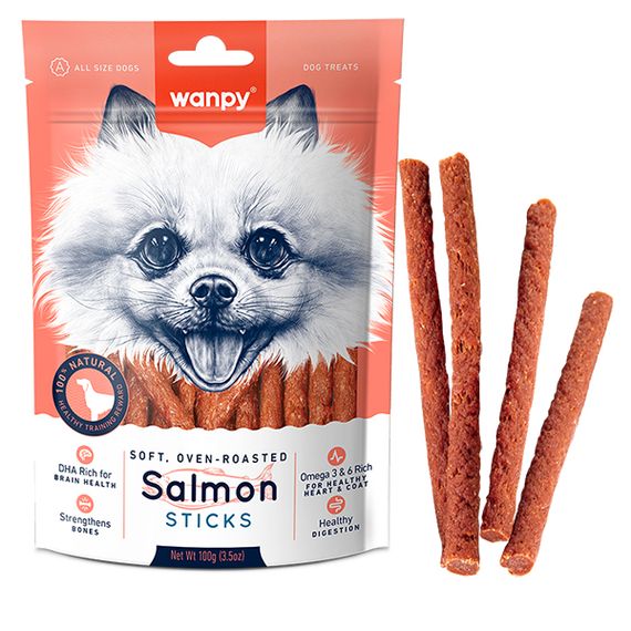 Лакомство для собак Wanpy Salmon Sticks с лососем 100 гр