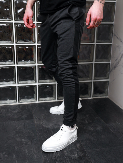 Штаны лампас весна антрацит-черный XS