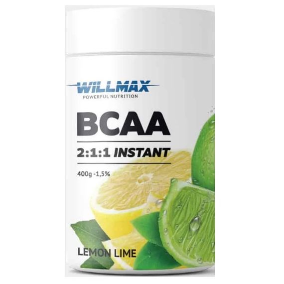 Аминокислота BCAA для спорта Willmax BCAA 2:1:1 400 g /80 servings/ Lemon Lime