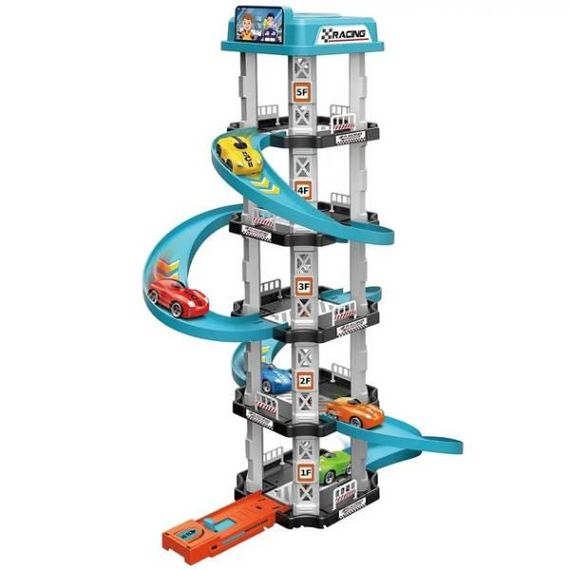 Автопарковка-трек дитяча ігрова 62 деталі Childrens Rail Car MH2003 Різнокольорова