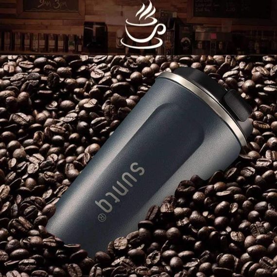 Термочашка Suntq 380 мл из нержавеющей стали, темно-синяя, кофейная кружка, термокружка с герметичной крышкой | Зображення 6