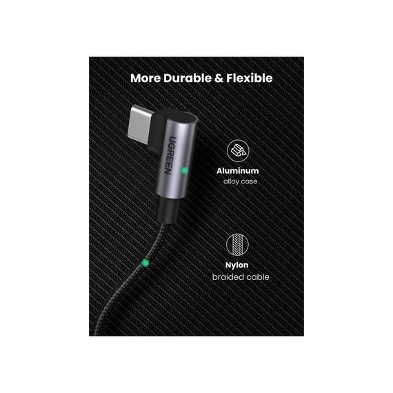 Дата кабель USB 2.0Type-C to Type-C 2.0m 5A 100W US335 90-degree Space Gray Ugreen (70698) | Зображення 3