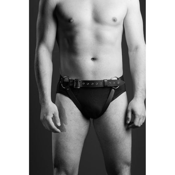 Гартеры-трусы мужские One Size MG5 из натуральной кожи, черные Sex Aura | Зображення 2