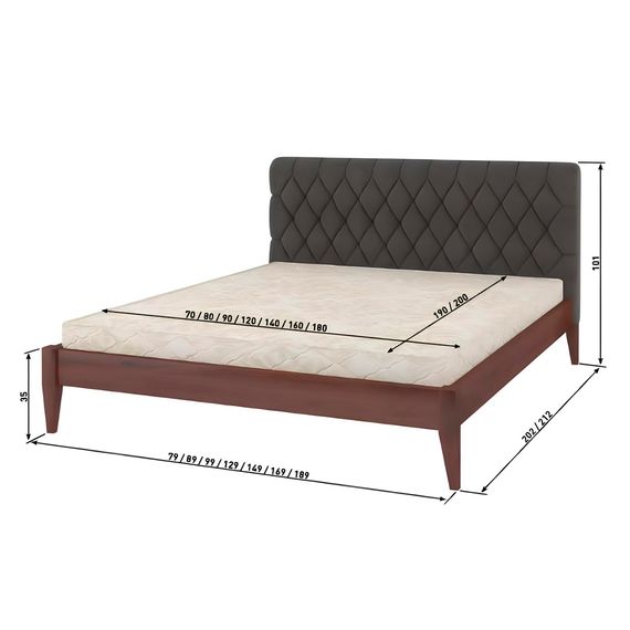 Двоспальне дерев&#039;яне ліжко Mebigrand Венеція ДК Горіх лісовий/Аляска 93 (Сірий) 140х190 см (MBG-5384) | Зображення 2