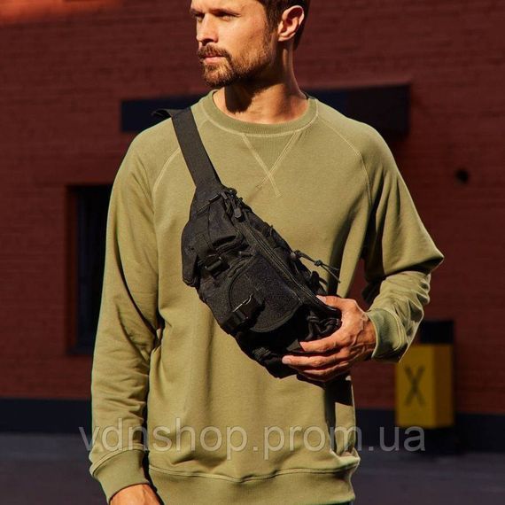 Нагрудна чоловіча сумка тактична чорна, Нагрудна сумка кобура чоловіча тактична чорна DK-11 | Зображення 9