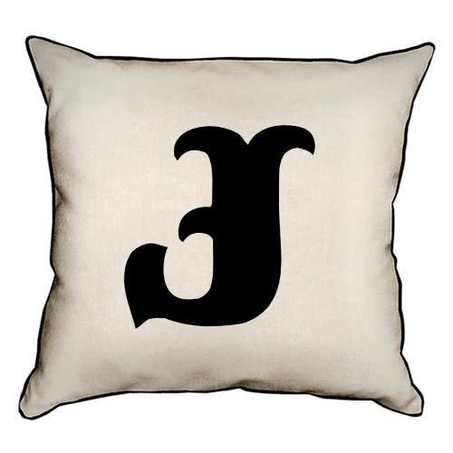 Подушка з мішковини Letter J 45x45 см (45PHB_ABC019_WH)