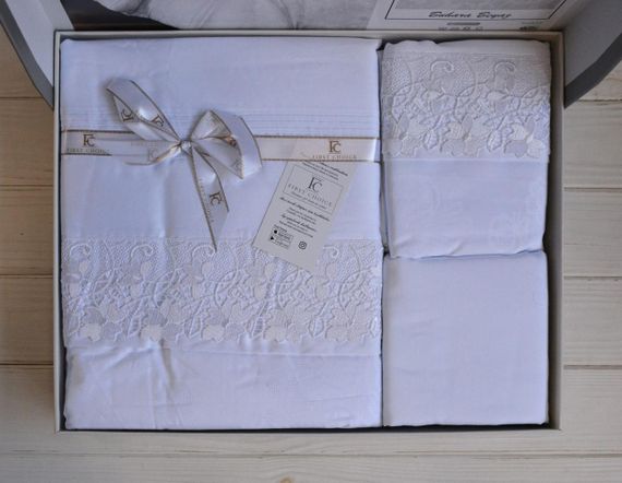 Комплект постельного белья First Choice Vip Satin Moonlight 200x220 Buhara White | Зображення 3