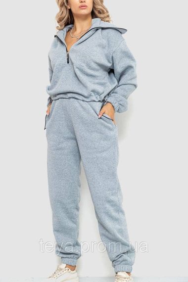 Спортивный костюм женский на флисе, цвет светло-серый, размер L-XL FA_008167 | Зображення 1