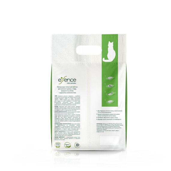 Наповнювач гігієнічний Essence для котячого туалету натуральний з тофу з ароматом зеленого чаю гранула 2 мм 6 л | Зображення 3
