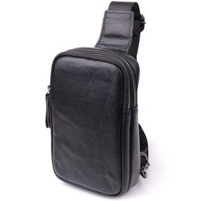Сумка Vintage Слінг для чоловіків з натуральної шкіри Чорна (sale_15105)