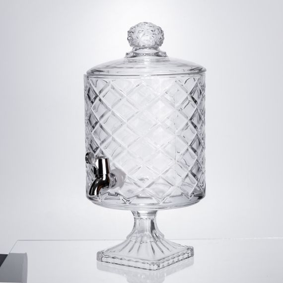 Лимонадниця зі скляним краном 39 см 4,5 л прозора на підставці HP-19-3 | Зображення 5