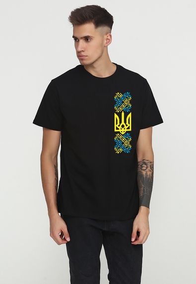 Футболка чоловіча чорна з принтом "Вишиванка", S