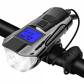 Велосипедный фонарь + компьютер + звонок  XA-585-T6+2LED, micro USB, встроенный аккумулятор