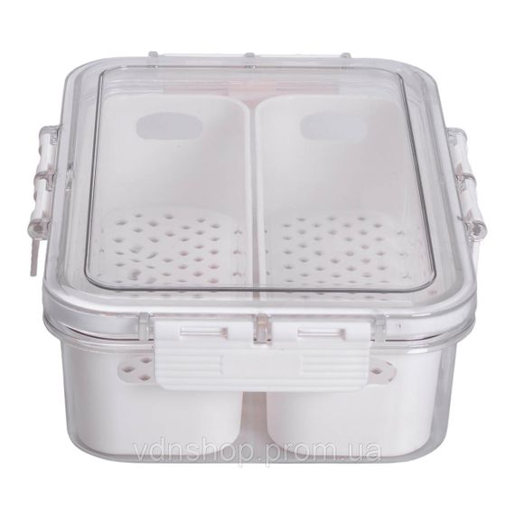 Контейнер для їжі з 2 відсіками 23.5х17х7 см судок для їжі пластиковий 1.4 л Білий HP-27-11 | Зображення 5