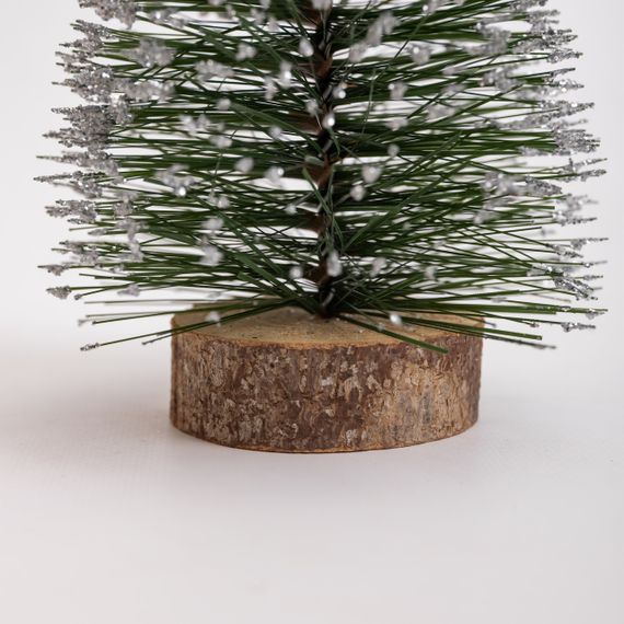 Новорічна настільна ялинка засніжена Стріла 25 см на дерев'яній підставці SOK-М-12-1 | Зображення 2