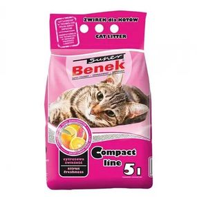 Бентонитовый наполнитель Super Benek Compact Line Citrus с ароматом цитруса 5 л