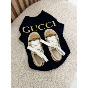 Брендовая футболка для собак Gucci Sandals Black | Стильная одежда для питомцев