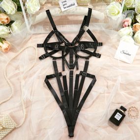 Эротический открытый боди с ремнями "Aisha", black sexstyle