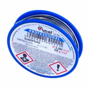 Припой проволочный Cynel с активным флюсом Sn60Pb40 50гр диам. 1.0мм FLUX SW26 ПОС-60Ф