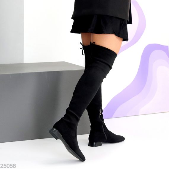 Високі чорні чоботи ботфорти низький каблук | Зображення 5