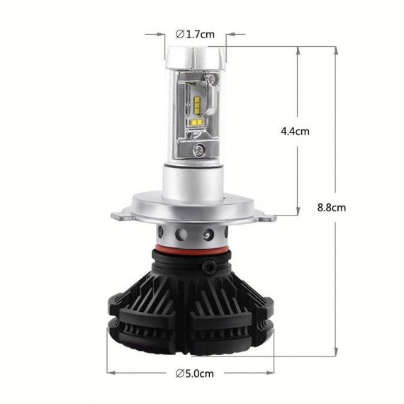 Лампи світлодіодні LED в авто сверхяркие 6000LM з цоколем H4 потужністю 50W і колірною температурою 6000K XPRO COKOL LED X3-H4 комплект 2 шт. | Зображення 1