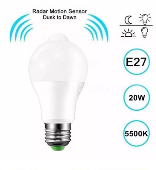 Світлодіодна лампа E27 20 W на 85-265 вольтів із датчиком руху | Зображення 2