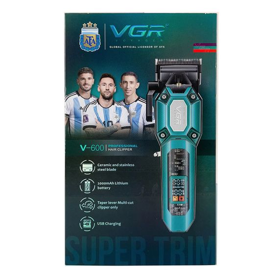 Акумуляторна машинка для стрижки VGR V-600 Green, 6 насадок, регулятор висоти, LED display, 7000 RPM (45688-V-600 GREEN_587) | Зображення 4