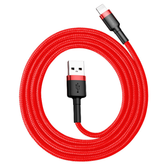 Кабель USB Lightning BASEUS CALKLF-B09 Cafule 2,4A 1м красный/красный | Зображення 3